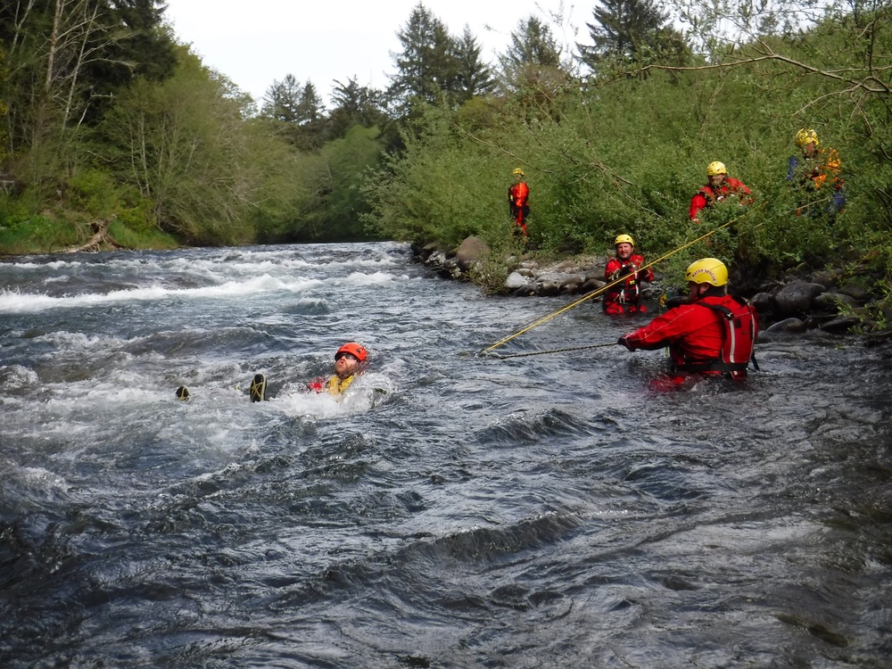 View this swiftwater rescue training image in Crux Rescue's training gallery to see what they do while providing certified technical rescue training courses for NFPA Rope Rescue Technician and Swiftwater Rescue Technician certification.