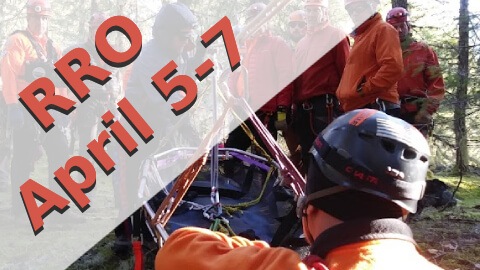Image represents Crux Rescue 2022 April 5-7 calendar events course and class registration page for various technical rescue training of students and technicians in rope operations and RRO with rope rescue technician combo and other variations of rope rescue.