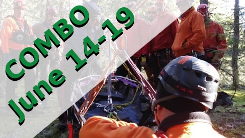 Image represents Crux Rescue 2022 June 14-19 calendar events course and class registration page for various technical rescue training of students and technicians in rope rescue technician RRT and RRO with rope rescue technician combo and other variations of rope rescue.