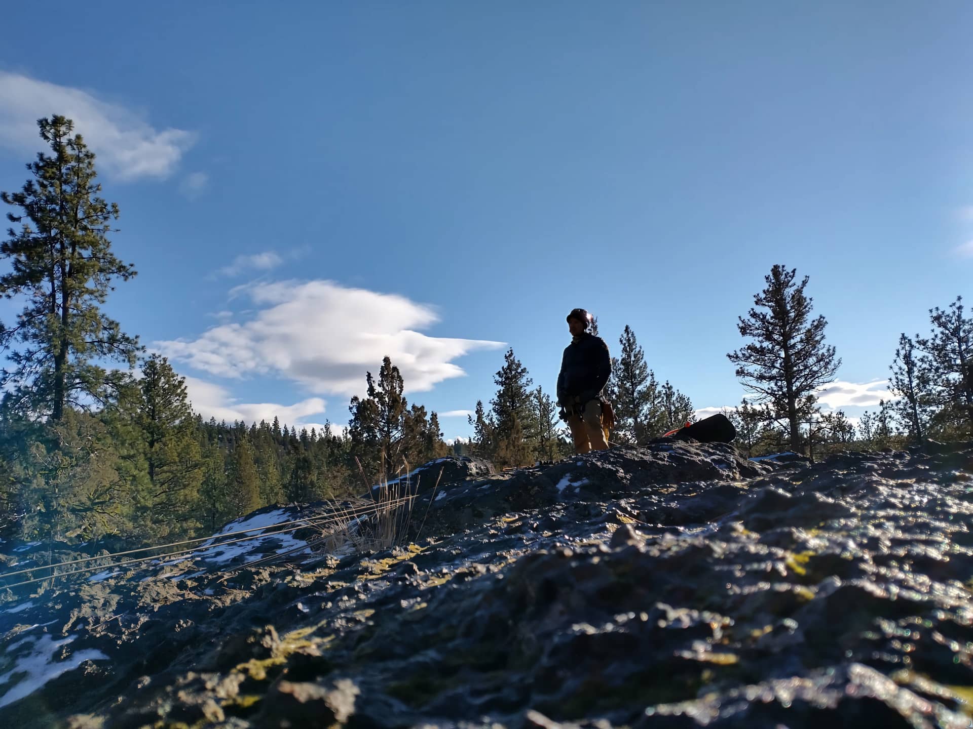 Image shows the picture of rope rescue operations on a lava field.